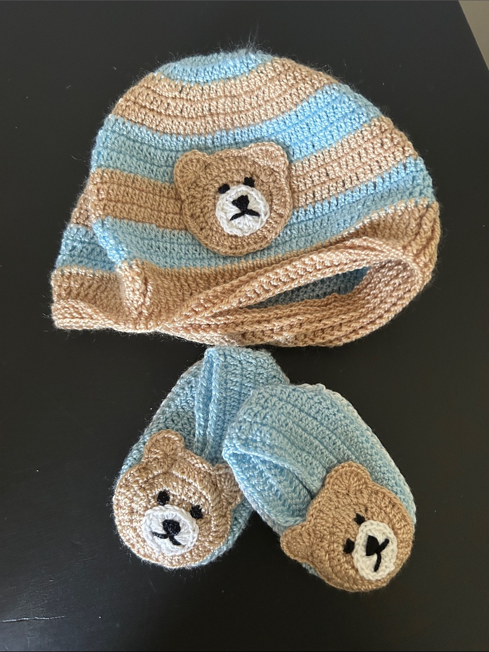 Crocheted Bear Hat and Booties